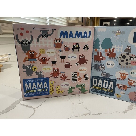 Jumbo Puzzle Baby Toddler 25 Piece Everything Is Mama Dada Farm Safari Animals - Picture 3 of 11